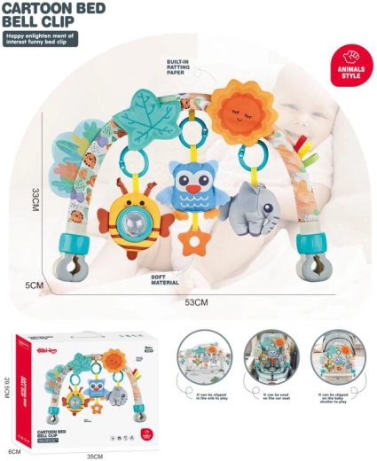 Arche pour portique d’activités pour lit bébé, poussette ou transat – Animaux