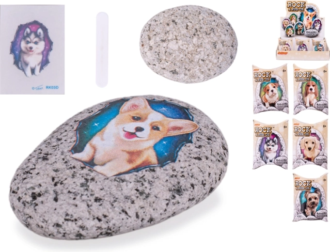 Petit galet avec autocollant de chien – kit créatif pour enfants