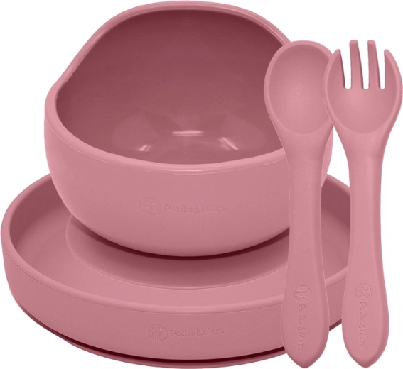 Set repas en silicone Petite&Mars Take&Match 3 pcs Dusty Pink 6m+