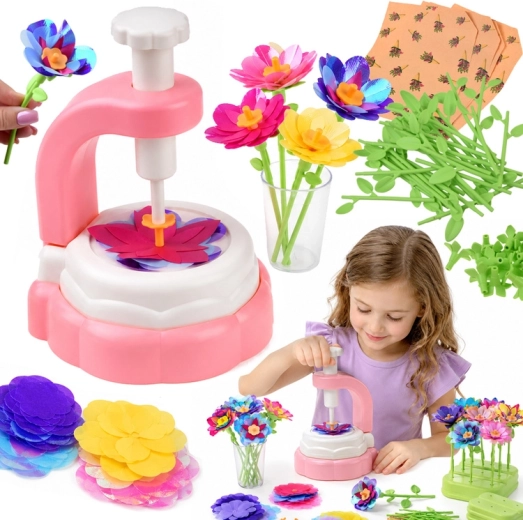 Kit créatif DIY pour fabriquer des fleurs en tissu avec presse, vase et accessoires