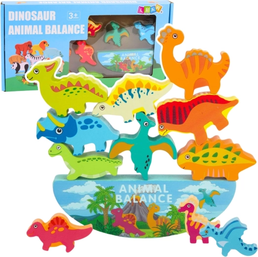 Jeu d’équilibre en bois dinosaures Montessori 12 pièces