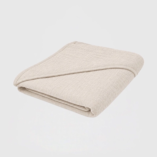 Serviette de bain pour bébé en mousseline avec capuche New Baby 90 × 90 cm linen