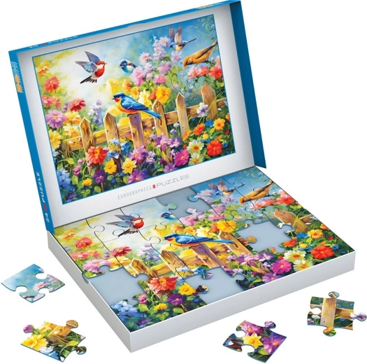 Puzzle Eurographics Connecting Pieces : oiseaux de jardin ludiques 24 pièces
