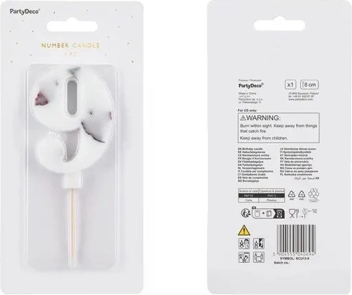 Bougie de gâteau blanche en forme de fleur – chiffre 9, 8 cm