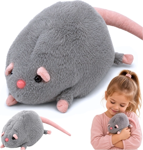 Souris en peluche grise avec longue queue 40 cm - 1 pièce