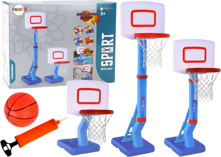 Ballon de basket pompe réglable 138 cm bleu