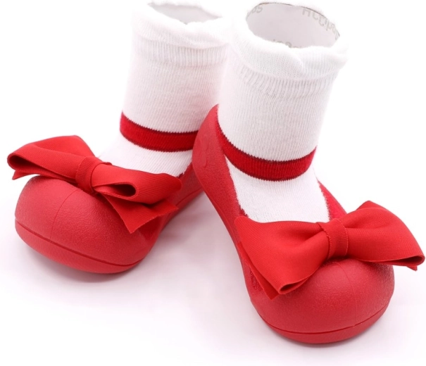 Attipas chaussons barefoot pour enfants Mary Jane rouges