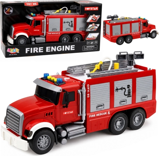 Grand camion de pompiers pour enfants avec échelle télescopique, tuyau à eau, lumières et sons - 1 pièce