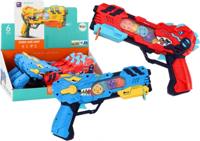 Pistolet pour enfants avec projecteur de dinosaures avec lumières et sons – bleu ou rouge