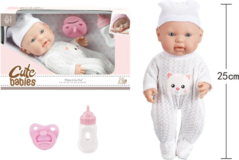 Bébé avec tétine et biberon 25 cm