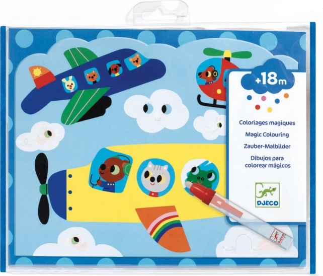 DJECO coloriages à l'eau transport aérien