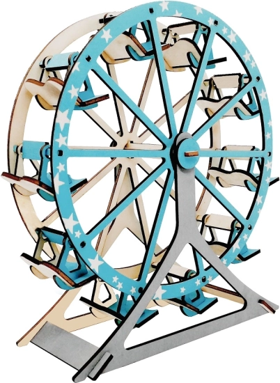 Puzzle 3D en bois grande roue turquoise