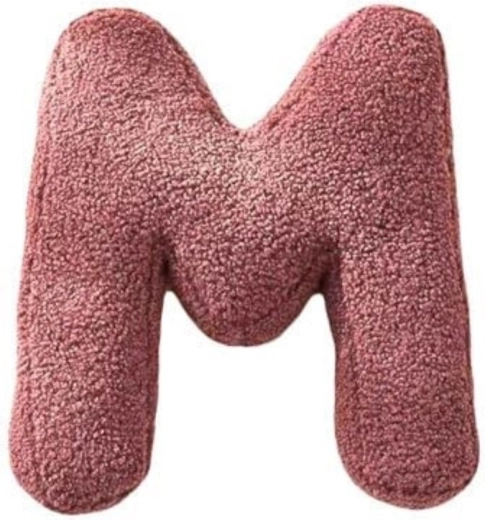 Lettre M en peluche Mealini rose