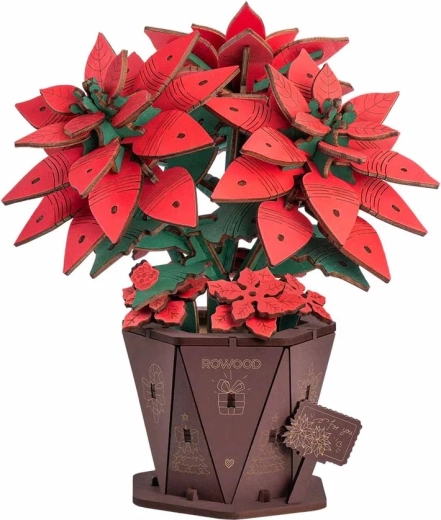 Puzzle 3D en bois RoboTime poinsettia de Noël