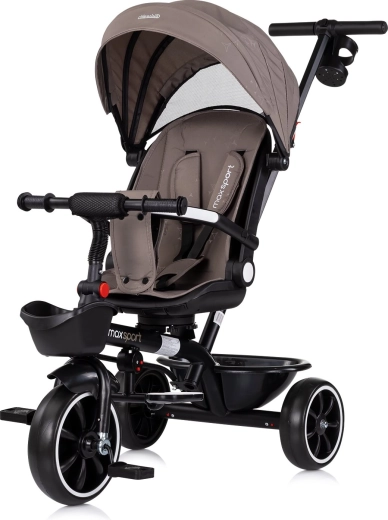 Tricycle enfant avec auvent 2-en-1 CHIPOLINO Max Sport Tiramisu