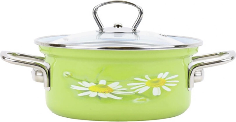 Casserole émaillée BELIS Daisy 24 cm avec couvercle en verre, 4,5 l