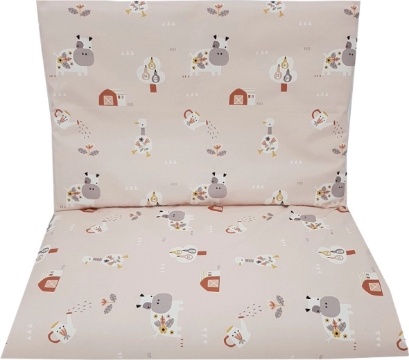 Linge de lit en coton EKO pour lit bébé My farm rose poudré 40 × 60 cm, 90 × 120 cm (2 pièces)