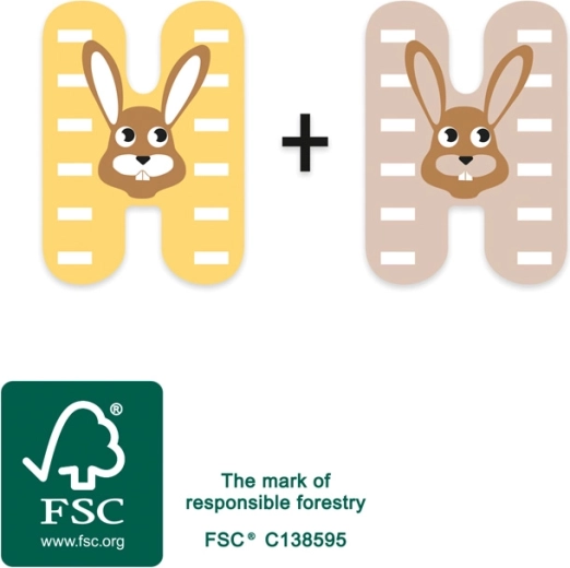 small foot Lettre H en bois avec lapin - 1 pièce