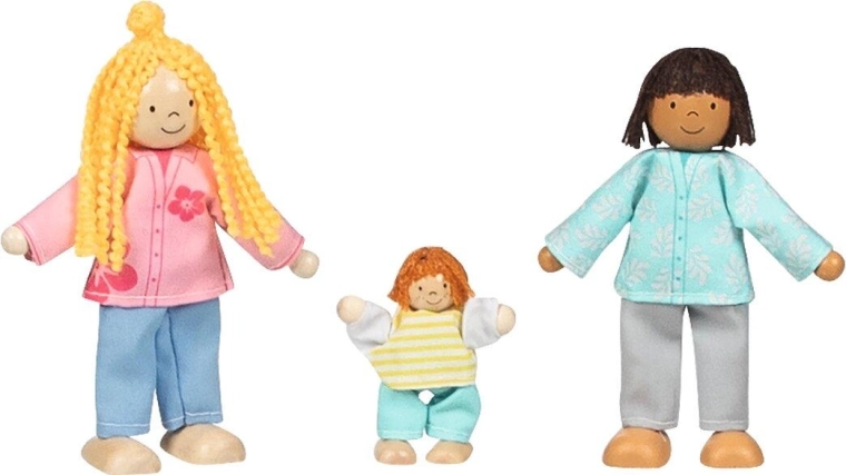 Figurines flexibles en bois représentant une famille Goki