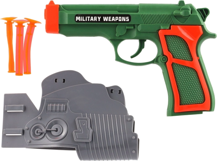 Pistolet pour enfants avec flèches à ventouse et étui, 3 flèches, plastique, 19 × 13 cm