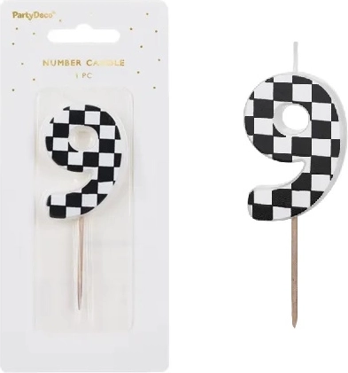 Bougie d’anniversaire chiffre 9 (5,5 cm) mix - 1 pièce