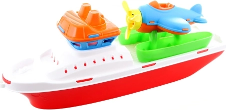 Bateau en plastique avec avion 40 cm
