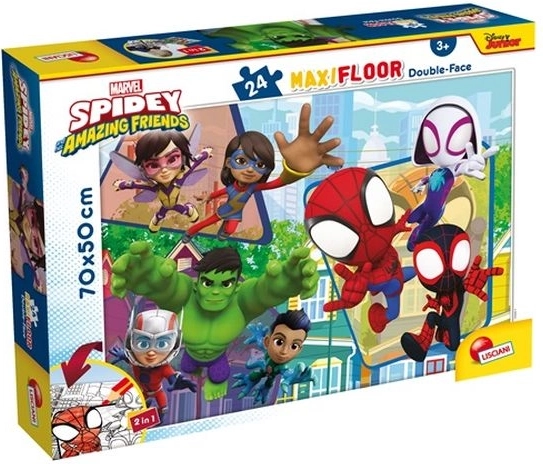 Lisciani Marvel Spidey et ses amis extraordinaires – maxi puzzle de sol 24 pièces (70 × 50 cm)