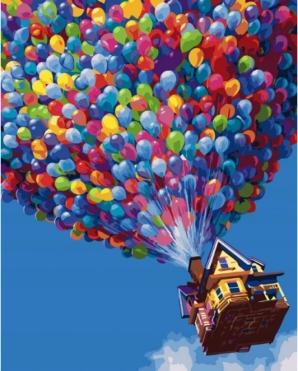 Kit de peinture par numéros sur châssis 40 × 50 cm envol – ballons colorés