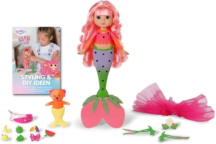 BABY born Glam Up sirène Sunshine avec couleur de cheveux changeante