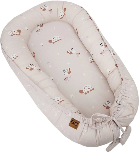 EKO cocon pour bébé réversible en coton Bees Stars, beige 90 × 60 cm