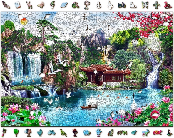 Puzzle en bois Cascades dans un jardin japonais