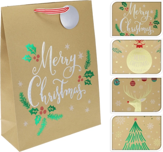 Sac cadeau en papier XL mix de motifs de Noël 40 × 30 × 10 cm