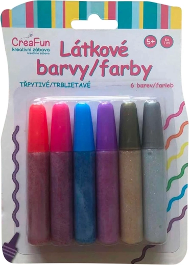 CreaFun peintures pour tissu pailletées – set de 6×42 ml