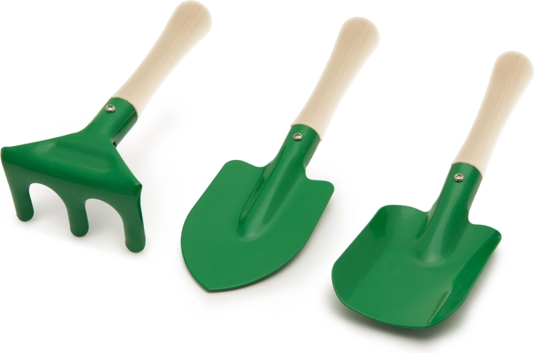 Set d’outils de jardinage pour enfants avec manche en bois, 3 pièces
