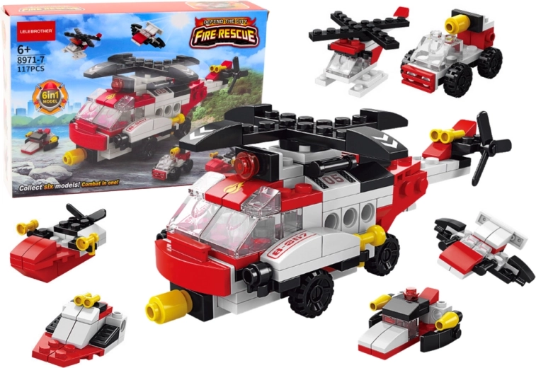 Kit de construction hélicoptère 6-en-1 – ensemble DIY créatif, 117 pièces