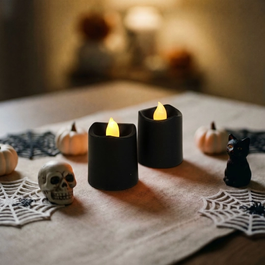 Bougies LED noires d’Halloween, 2 pièces