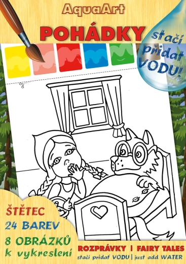 AKIM Aquaart cahier de coloriage : il suffit d’ajouter de l’eau – contes de fées, set avec peintures et pinceau