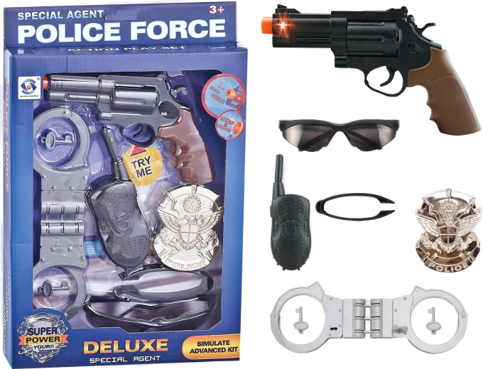 Pistolet de police avec accessoires – lot de 6 pièces