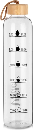 Bouteille d’eau en verre 1 l avec bouchon en bambou VILDE