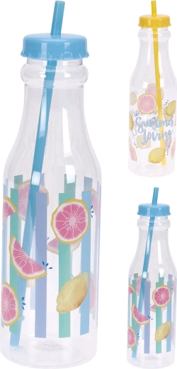 Bouteille avec paille 650 ml – assortiment de motifs d’été