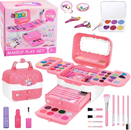 Trousse de maquillage pour enfants avec licorne – set rose 72 pièces