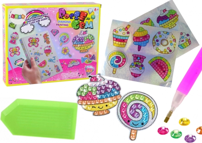 Kit de diamond painting – autocollants colorés sur le thème des gourmandises