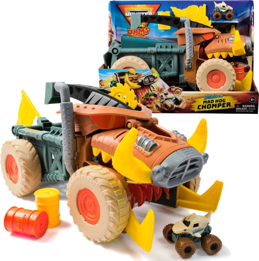 Monster Jam Mini Jams Megalodon Mad Hog Chomper set avec grande et petite voiture 1:87