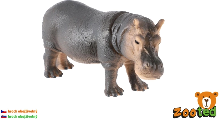 Zooted figurine réaliste d’hippopotame amphibie en plastique 12 cm - 1 pièce