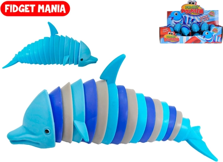 Jouet antistress fidget dauphin et requin click-clack 17 cm
