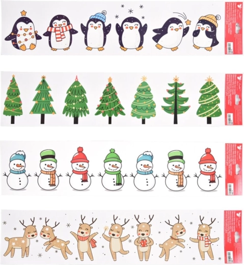 Film de fenêtre de Noël à rayures avec effet pailleté 64 × 15 cm