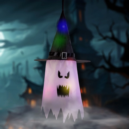 Décoration LED suspendue d’Halloween en forme de fantôme rose