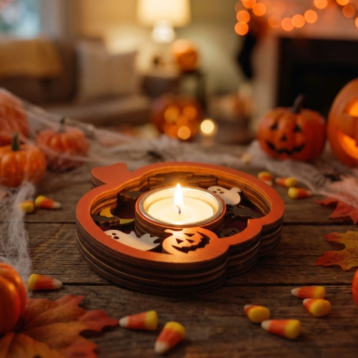 Porte-bougie chauffe-plat d’Halloween en forme de citrouille
