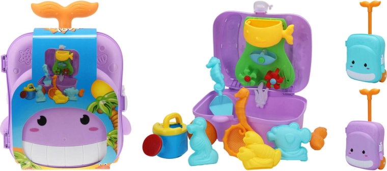 Mallette avec moules pour le sable – ensemble de 7 pièces, assortiment de couleurs