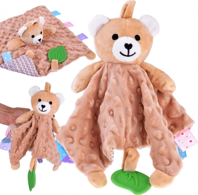 Doudou câlin lapin Plenková avec étiquettes et anneau de dentition pour bébés – Ours